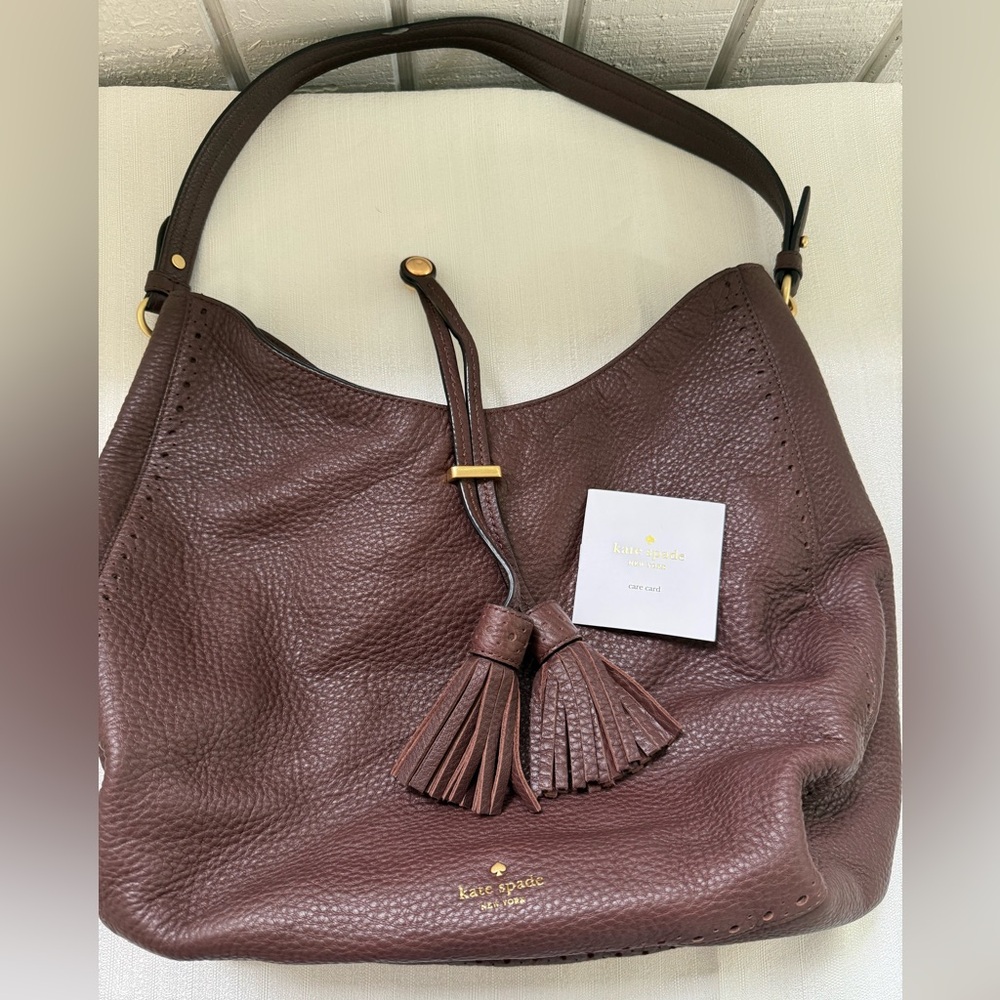 Kate Spade Dark Brown Hobo Bag with Tassels
